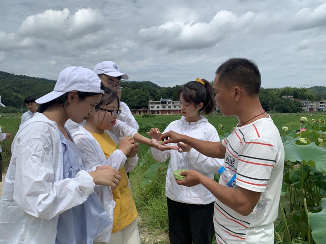 隊(duì)員參觀蓮子生產(chǎn)基地。福建船政交通職業(yè)學(xué)院供圖